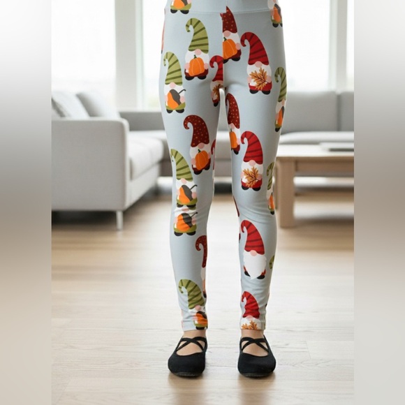 🎃S/L NEW Girls Fall Gnome Thanksgiving Leggings Luxury Yoga Pants - Picture 2 of 12